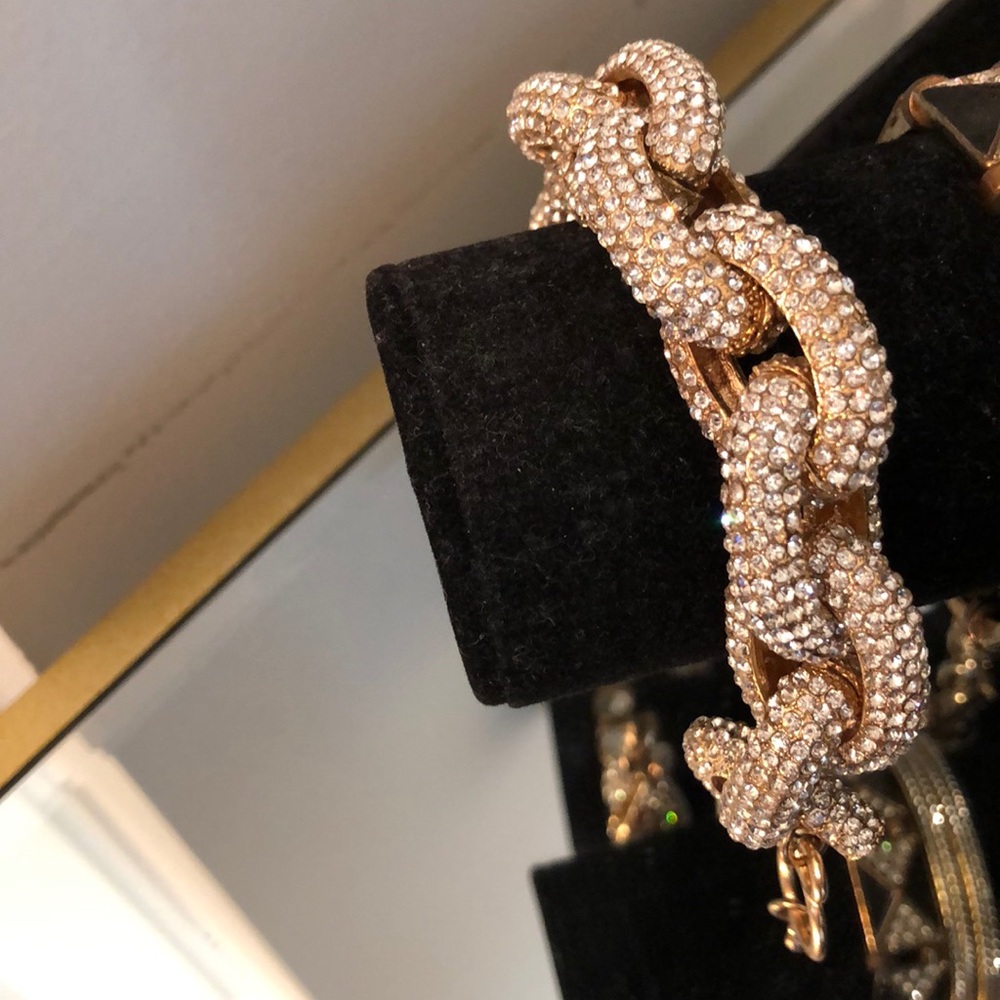 Large Rhinestone Chain Link Bracelet - Picture 8 of 9